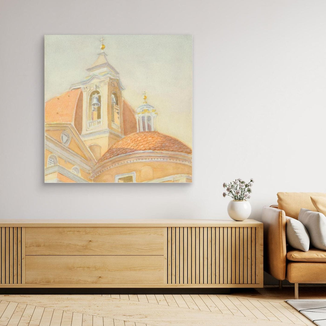"Bell Tower of San Lorenzo" Majestic Tuscan Watercolor -  Large Format Canvas Framed Options