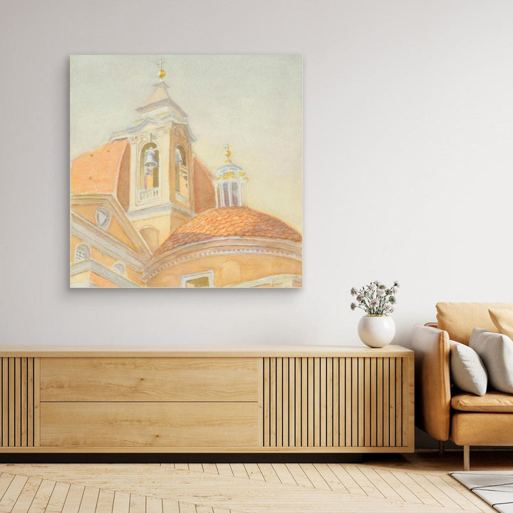 "Bell Tower of San Lorenzo" Majestic Tuscan Watercolor -  Large Format Canvas Framed Options