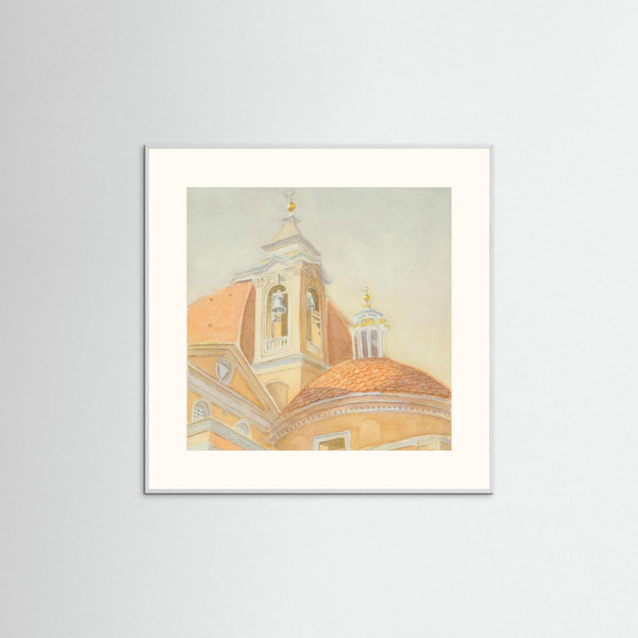 "Bell Tower of San Lorenzo" Majestic Tuscan Watercolor - Art Print Custom Framed Options