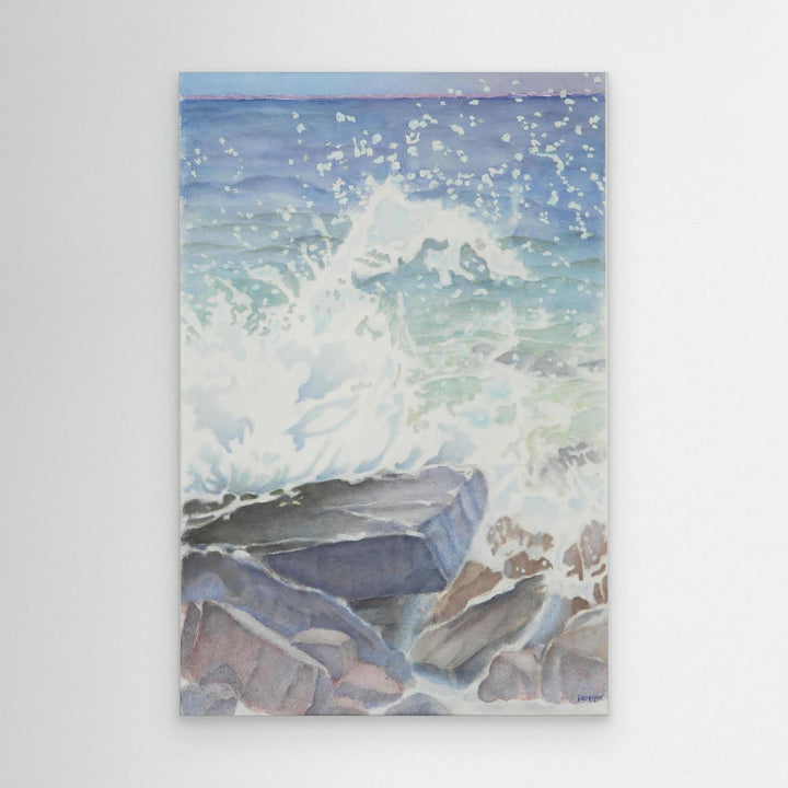 "Euphoria" Blissful Cascading Waves Oceanic Watercolor - Large Format Canvas Framed Options