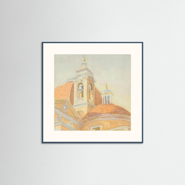 "Bell Tower of San Lorenzo" Majestic Tuscan Watercolor - Art Print Custom Framed Options