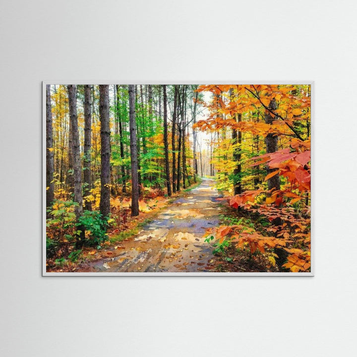 "Colors of Bromont" Tranquil Pathway Through Fall Foliage - Art Print Framed Options