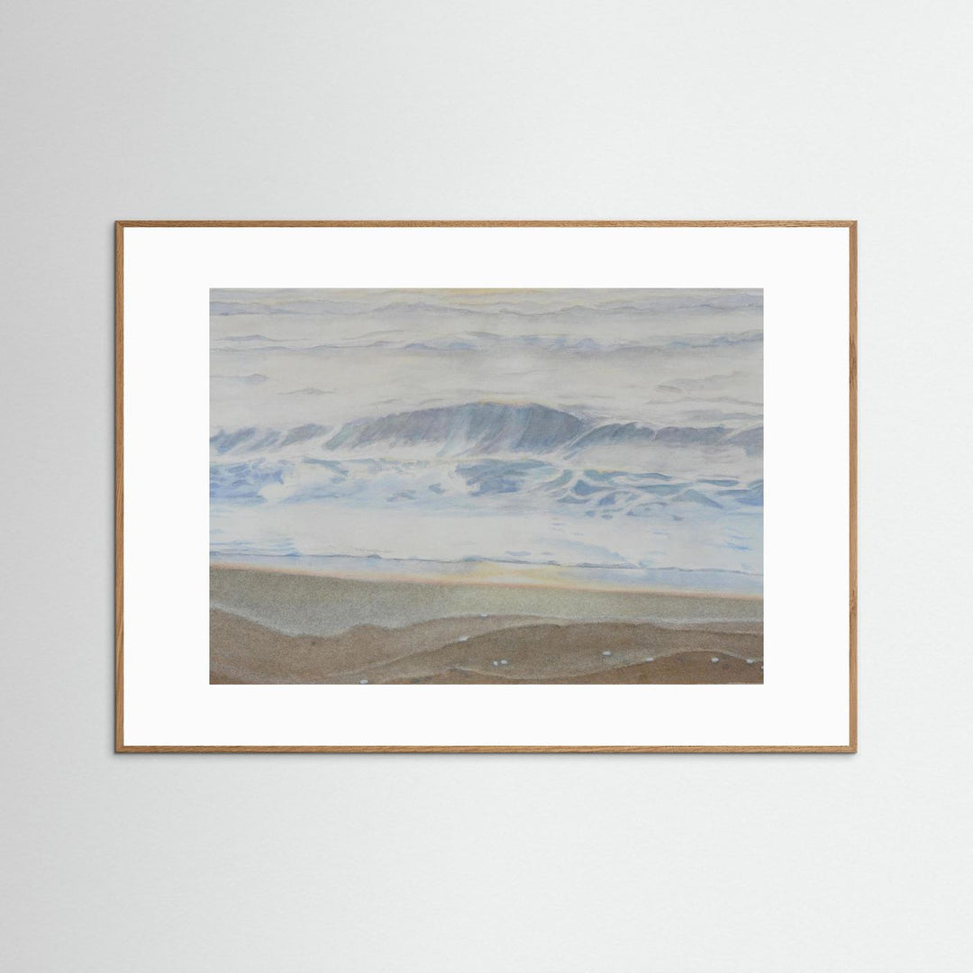 "February" Serene Coastal Watercolor Art Print -  Custom Framed Options