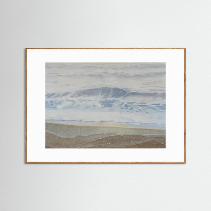 "February" Serene Coastal Watercolor Art Print -  Custom Framed Options