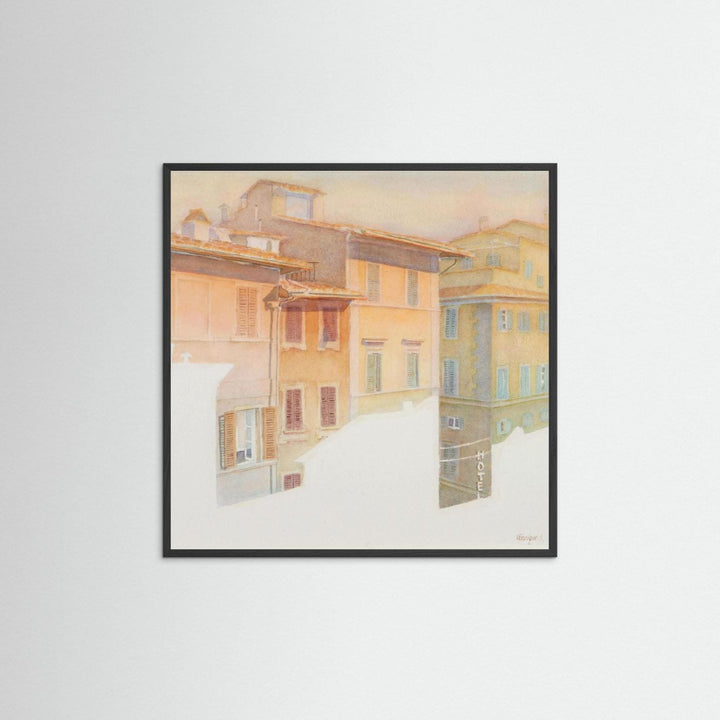 "Morning Light in Florence" Charming European Sunrise Watercolor - Art Print Custom Framed Option