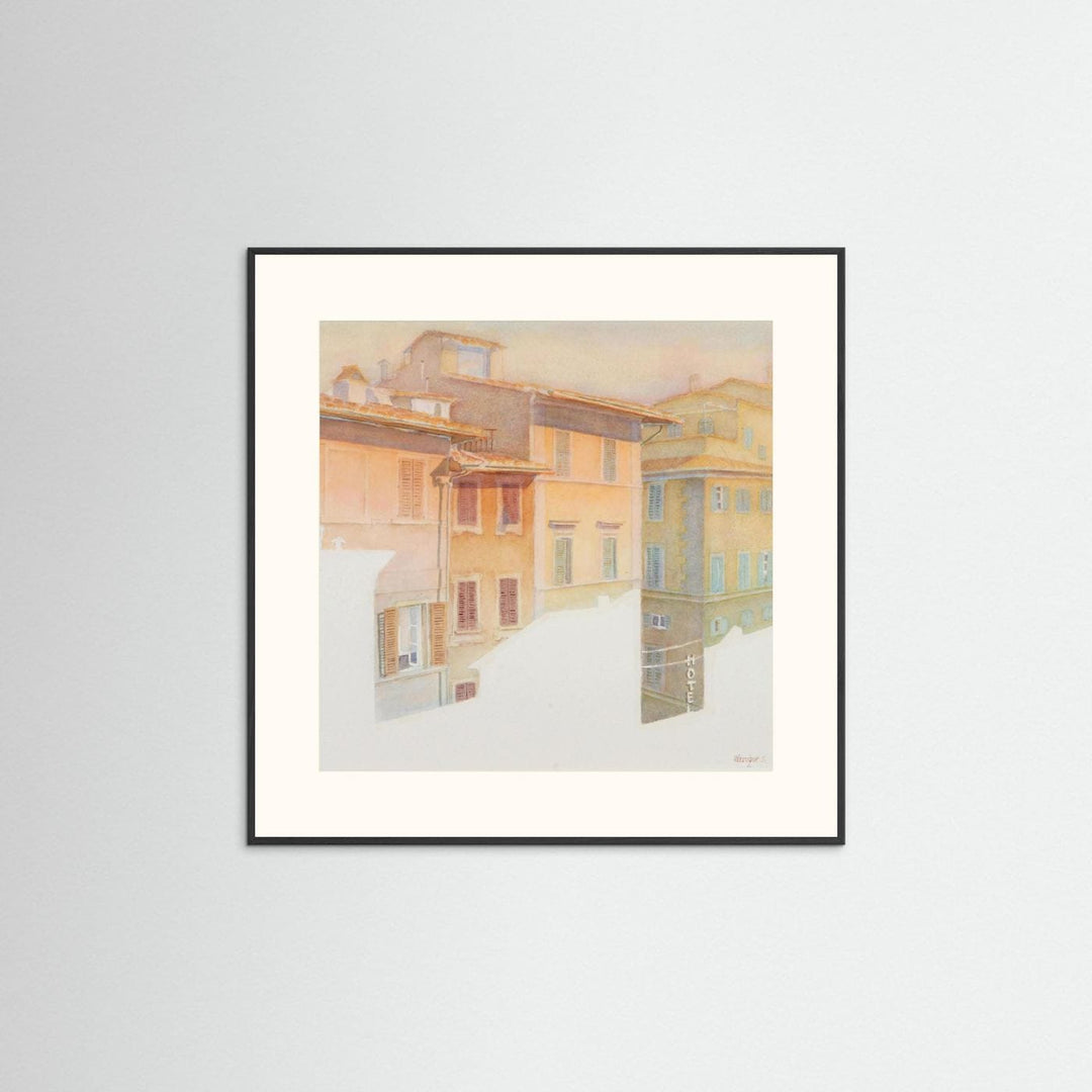 "Morning Light in Florence" Charming European Sunrise Watercolor - Art Print Custom Framed Option