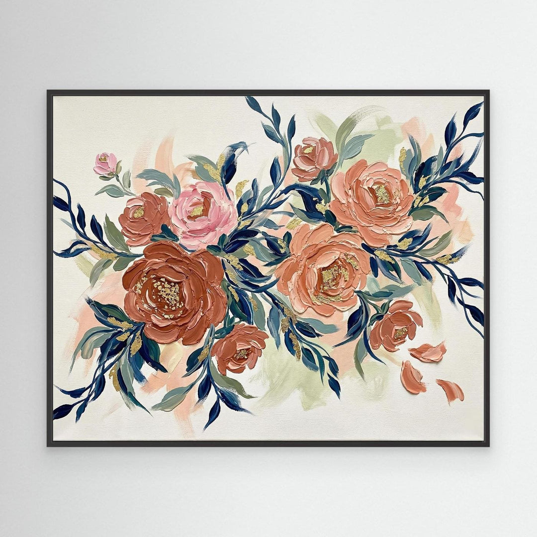 Floral Elegance: Abstract Rose Art Print - Framed Canvas Options