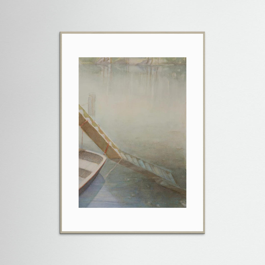 "Fog on the Lake" Peaceful Watercolor - Framed Options
