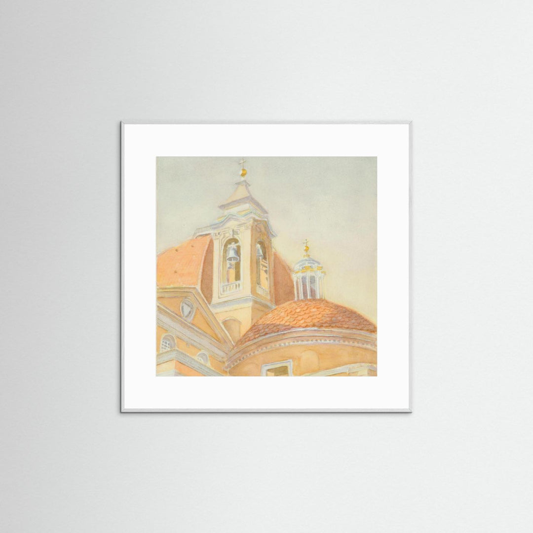 "Bell Tower of San Lorenzo" Majestic Tuscan Watercolor - Art Print Custom Framed Options