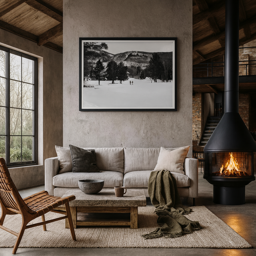 Winter Stroll on the Golf du Vieux Village - Premium Matte Framed Art Print