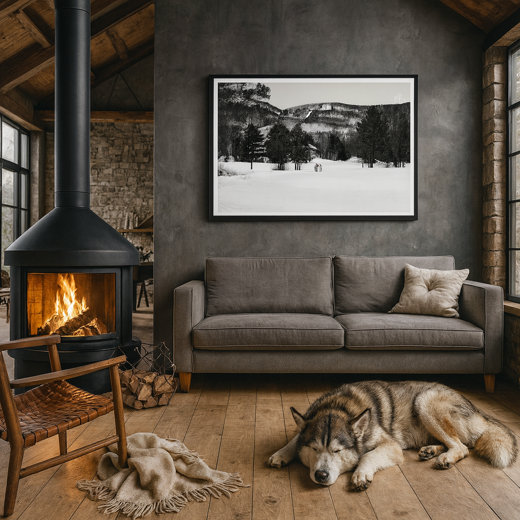 Winter Stroll on the Golf du Vieux Village - Premium Matte Framed Art Print