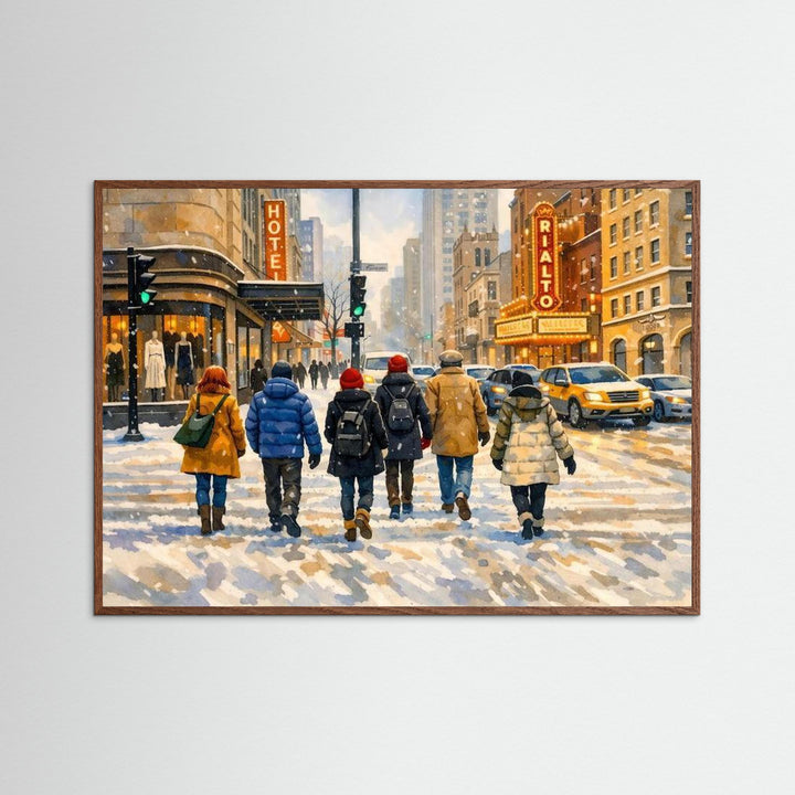 "Golden Age" Broadway-inspired winter street scene