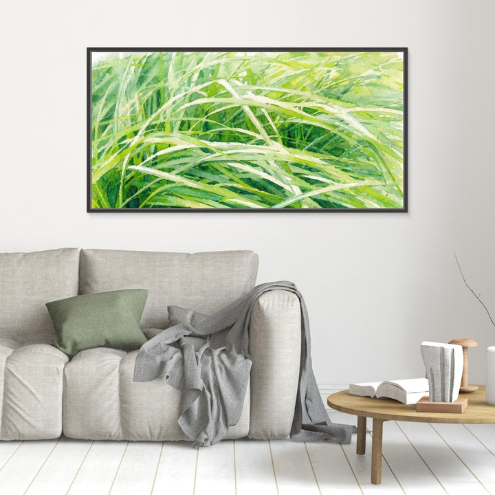Vibrant Green Watercolor Nature Art - Canvas Framed Options
