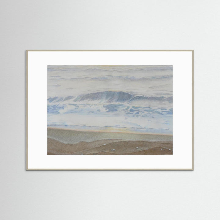 "February" Serene Coastal Watercolor Art Print -  Custom Framed Options