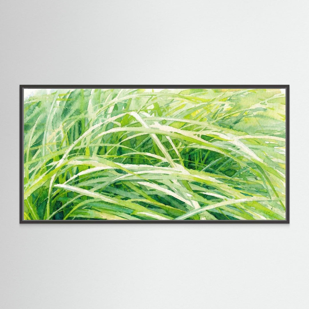 Vibrant Green Watercolor Nature Art - Canvas Framed Options