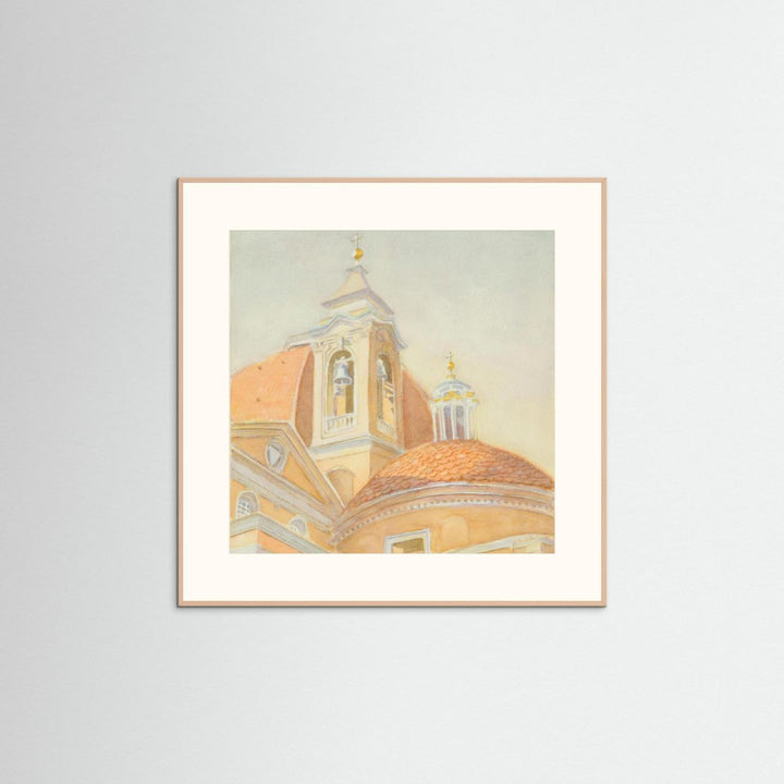 "Bell Tower of San Lorenzo" Majestic Tuscan Watercolor - Art Print Custom Framed Options