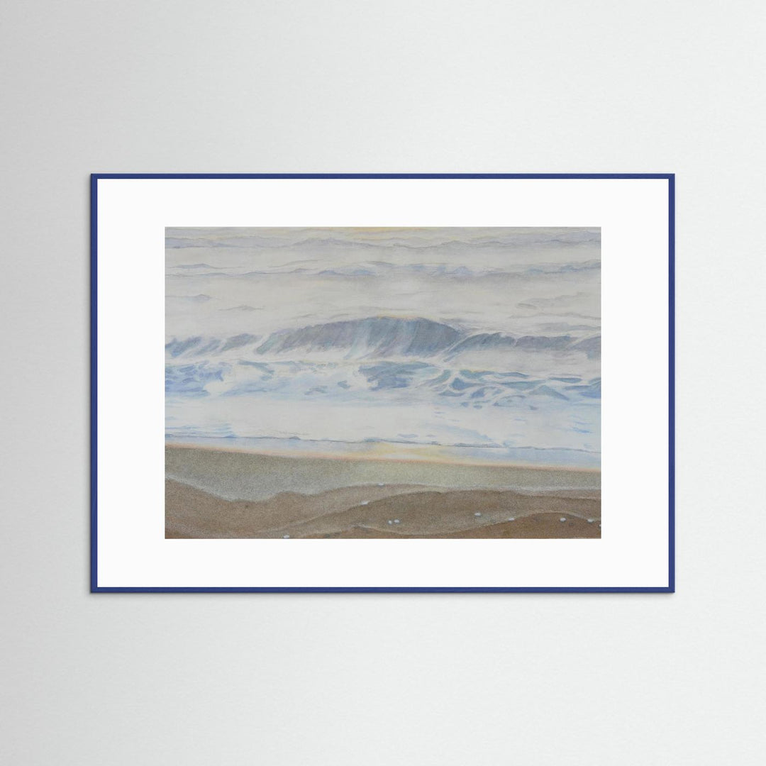 "February" Serene Coastal Watercolor Art Print -  Custom Framed Options