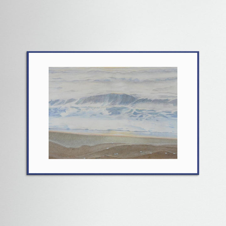 "February" Serene Coastal Watercolor Art Print -  Custom Framed Options