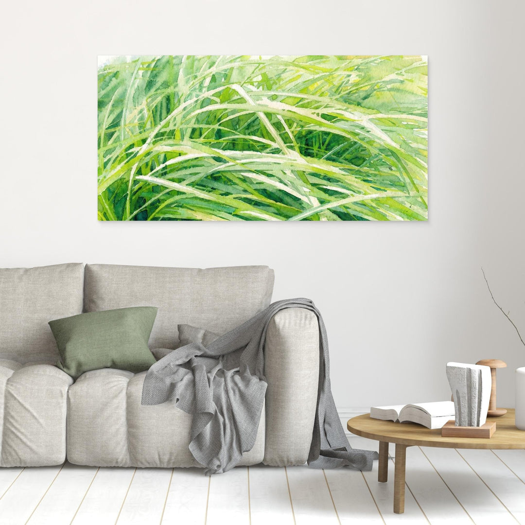Vibrant Green Watercolor Nature Art - Canvas Framed Options