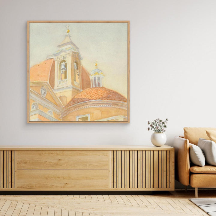 "Bell Tower of San Lorenzo" Majestic Tuscan Watercolor -  Large Format Canvas Framed Options