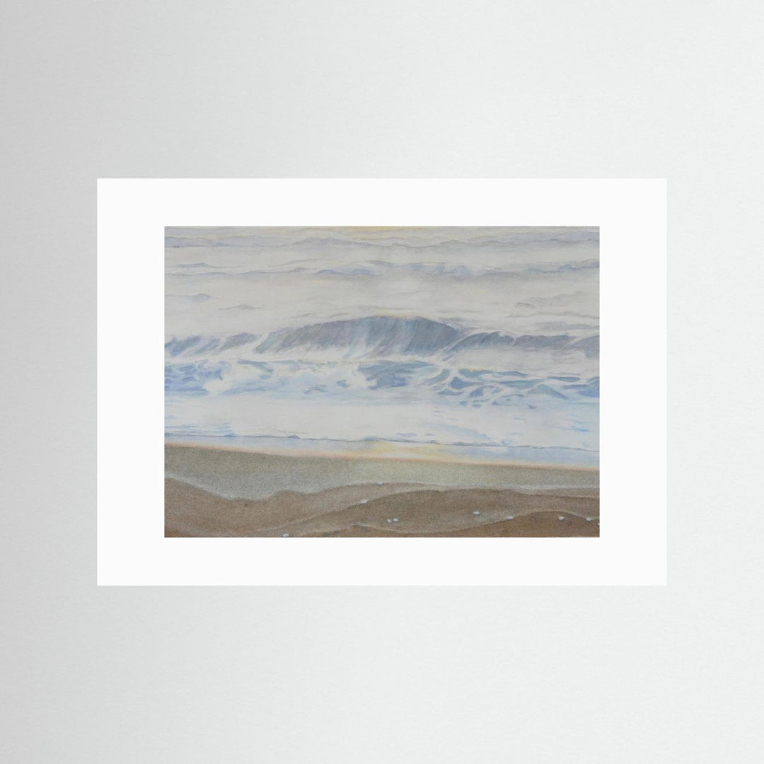 "February" Serene Coastal Watercolor Art Print -  Custom Framed Options