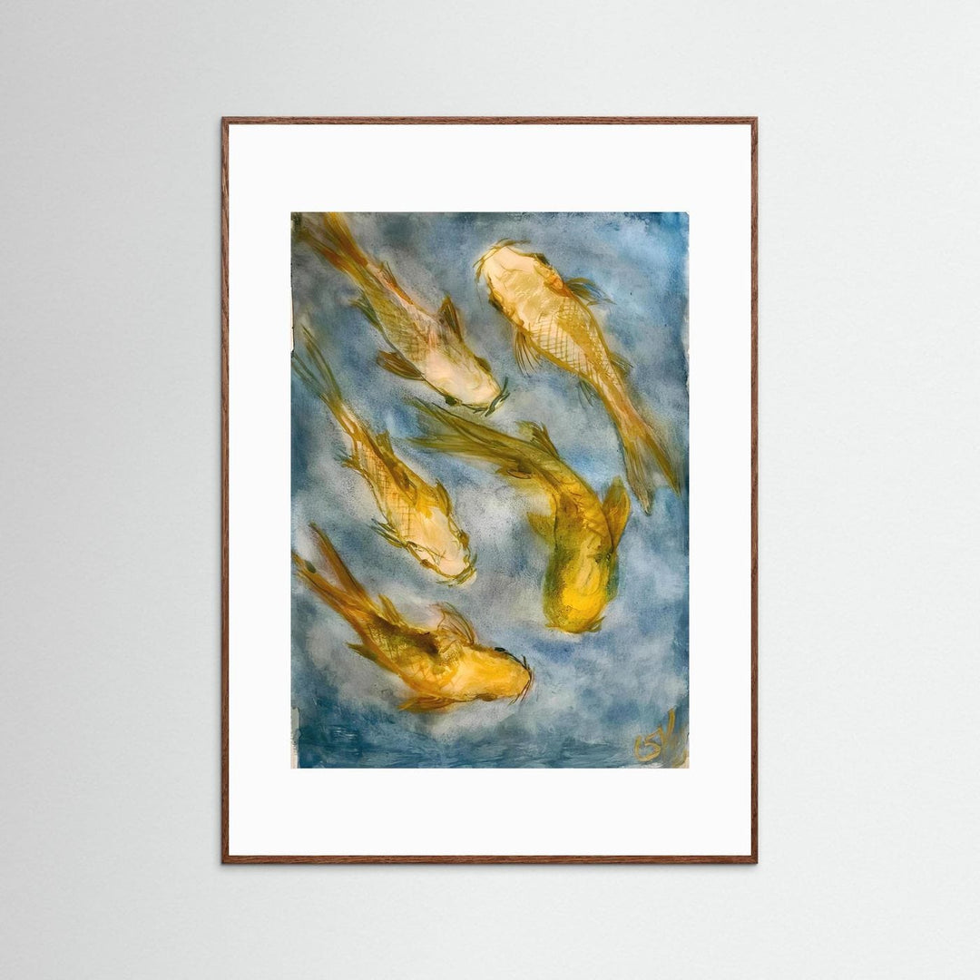 Swirling Koi Fish Watercolor Art Print - Framed Options