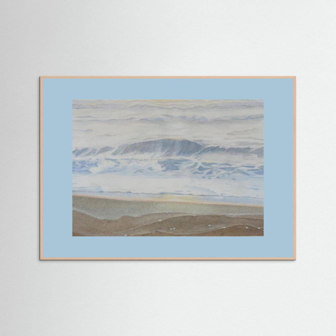 "February" Serene Coastal Watercolor Art Print -  Custom Framed Options