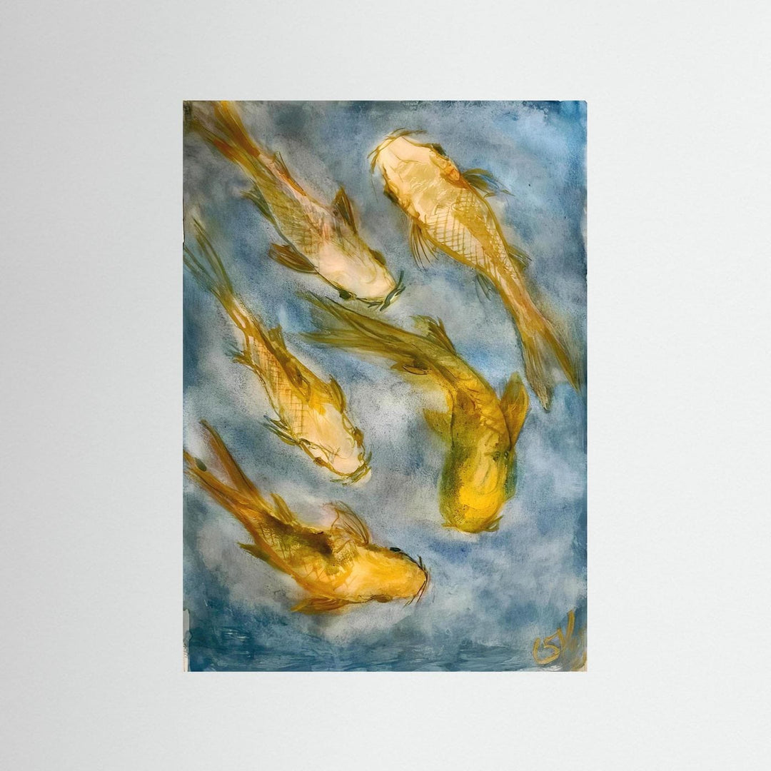 Swirling Koi Fish Watercolor Art Print - Framed Options