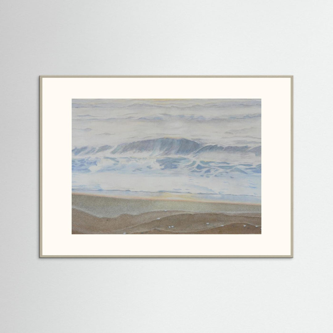 "February" Serene Coastal Watercolor Art Print -  Custom Framed Options