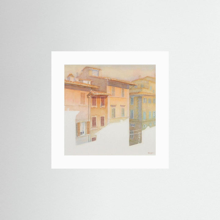 "Morning Light in Florence" Charming European Sunrise Watercolor - Art Print Custom Framed Option