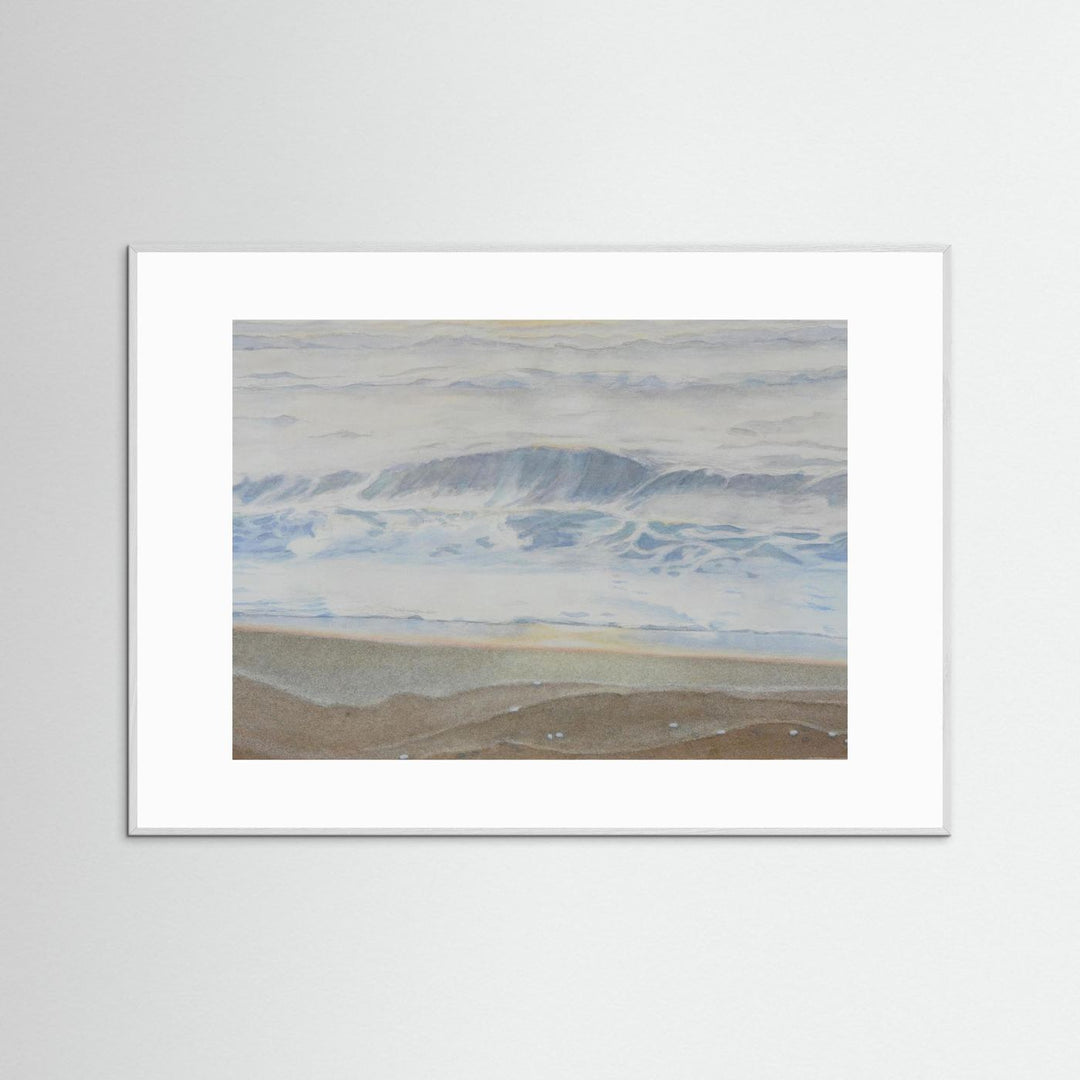 "February" Serene Coastal Watercolor Art Print -  Custom Framed Options