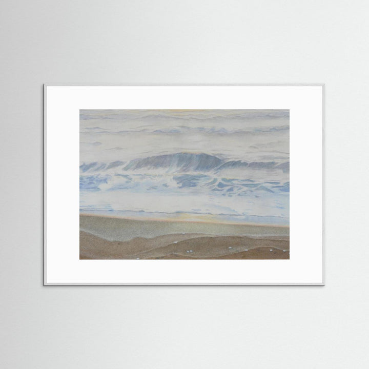 "February" Serene Coastal Watercolor Art Print -  Custom Framed Options